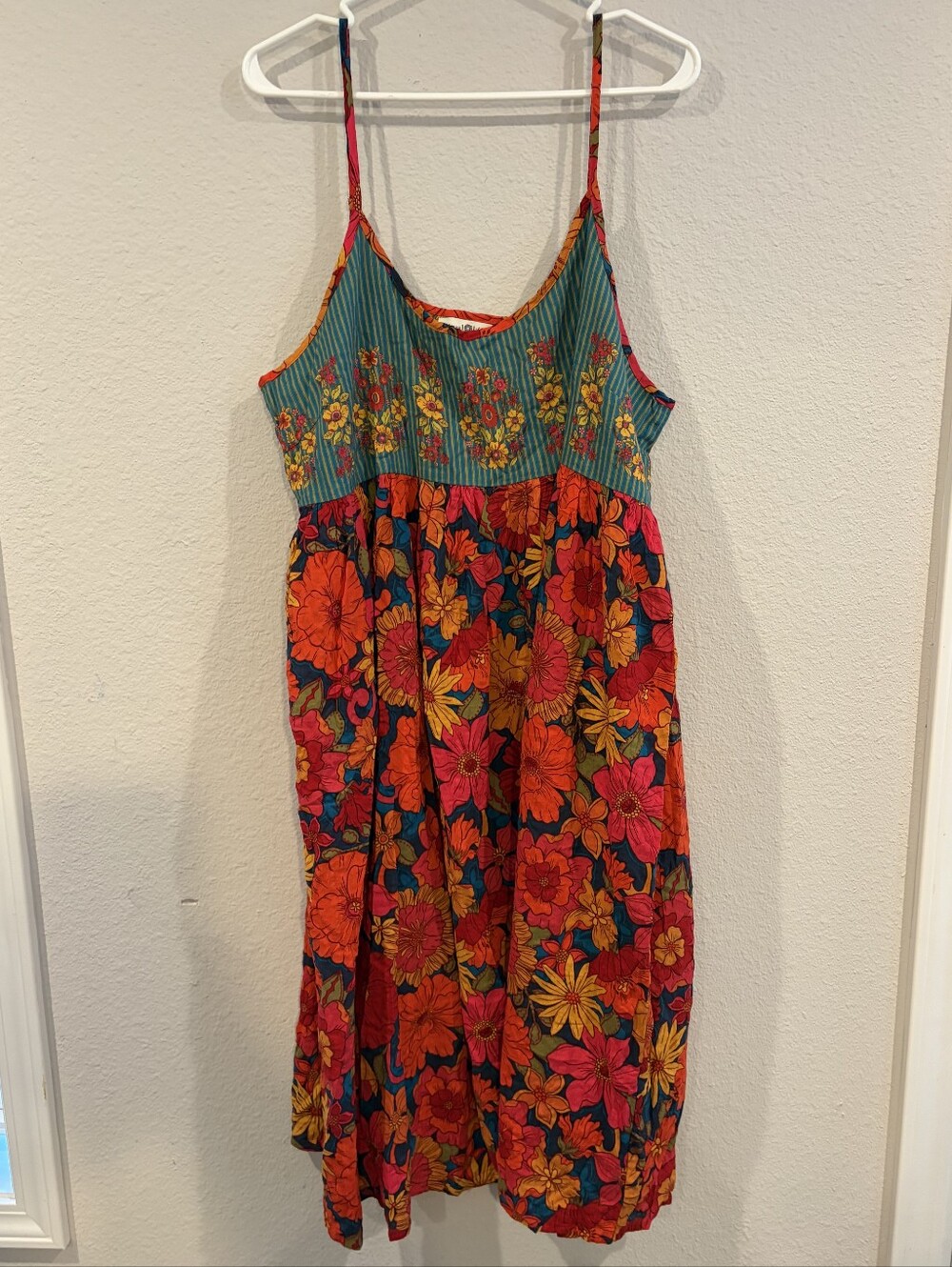 Natural Life Womens Classic Casual Multicolor Floral Flowy Midi Dress Size XL